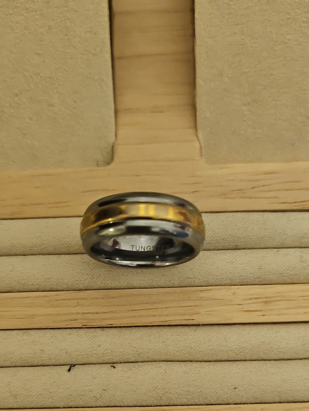 Roman Numeral Ring Two-Tone Metal Dome Band Tungsten Carbide Sz 6 - Picture 5 of 10